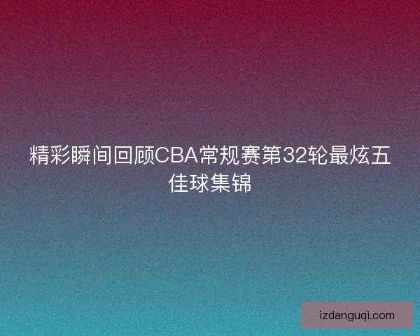 精彩瞬间回顾CBA常规赛第32轮最炫五佳球集锦